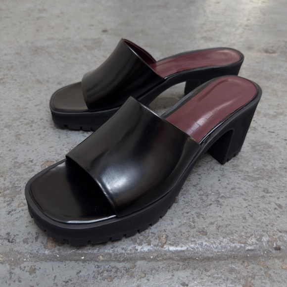 STAUD Amber Chunky Platform Block Heel Leather Slide Sandals 10 / 40 NEW - Picture 5 of 6